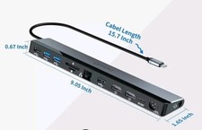 Q 12-in-1 Thunderbolt 3, 4 Dock, Dual 4K HDMI, 4 USB, Audio, RJ45, SD/TF. Missin