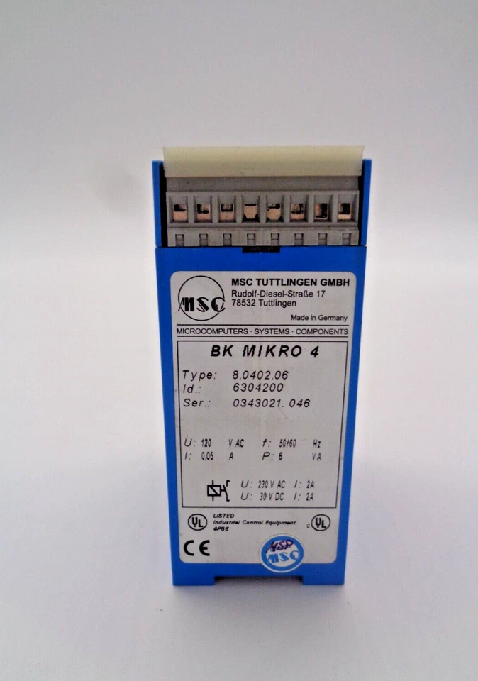MSC TUTTLINGEN BK MIKRO 4 8.0402.06 120 VAC 0.05 A CONTROL MODULE - Image 4 of 4