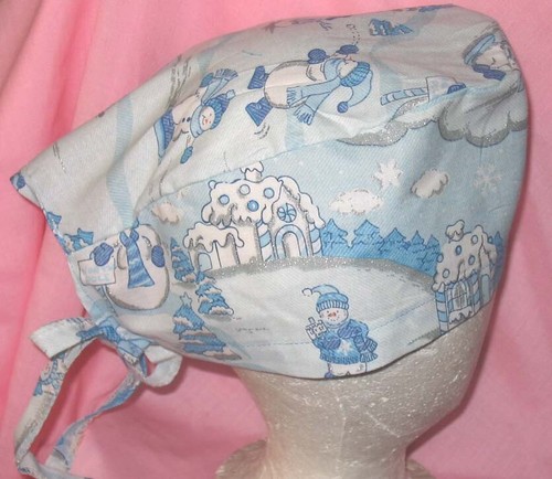 Scrub Cap Hat Tie Back style Handmade Halloween Christmas Teddy St Pat Penguins - Picture 7 of 47