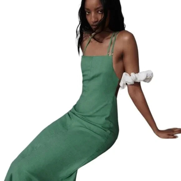 NWT ZARA WOMEN'S LINEN BLEND DRESS WITH OPEN BACK Green SIZE M | 2894/215 | eBay NWT ZARA WOMEN'S LINEN BLEND DRESS WITH OPEN BACK Green SIZE M | 2894/215 | eBay