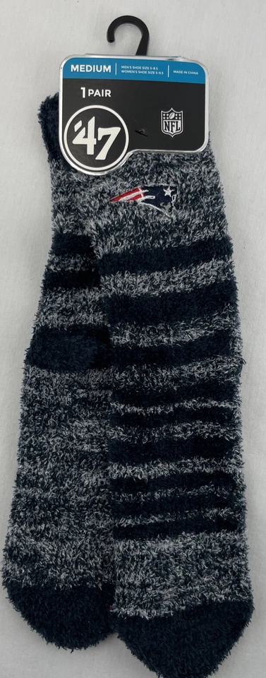 Calcetines New England Patriots Rayas Difusos 1/4 Crew Azul Marino Claro Talla Mediana Foto 2 de 4