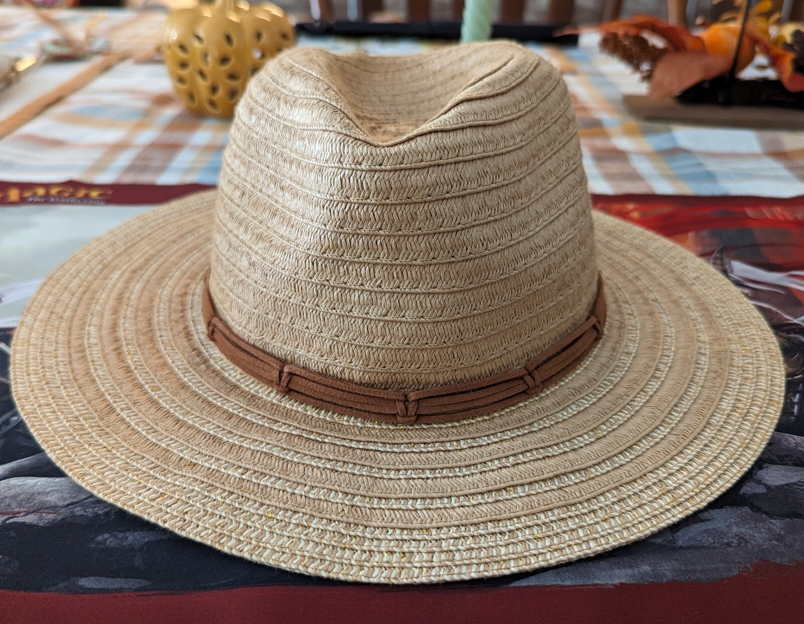 STEVE MADDEN Paper Straw Fedora Panama Hat Tan w/leather Band eBay