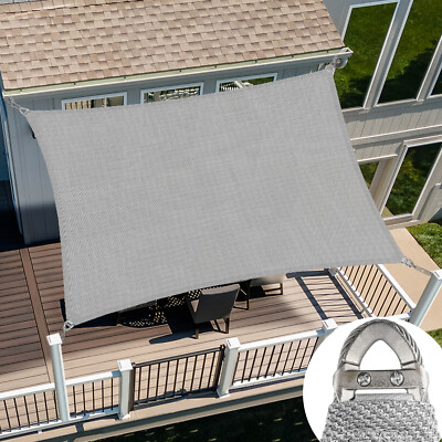 13-19ft Heavy Duty Steel Wire Cable Sun Shade Sail Canopy Customize Size Gray