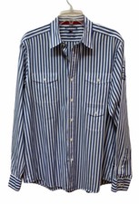 Nautica North Coast Sailing Club Button Down Shirt Sailing Crest Stripes Men’s L