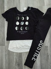 NWT Girls Justice Outfit 2Fer Sequin Top/Glitter Logo Leggings  Size 8 D 