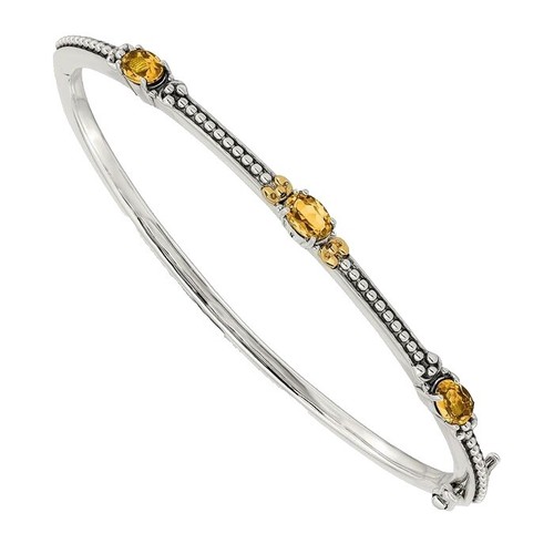 Citrine Cabochon Sterling 925 Silver Latch Bangle 6 Citrine Cabochon Sterling 925 Silver Latch Bangle 6\