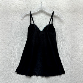 Y2K Vintage Babydoll Slip 36B Medium Black Mesh Cupped Padded Chemise Lingerie