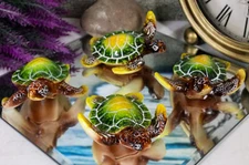 Green Coastal Ocean Marine Giant Sea Turtle Miniature Figurines Pack Of 4