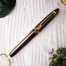 Tibaldi Bononia Seilan Purple Resin Ballpoint Pen, Gold Trim, Uses Parker Refill