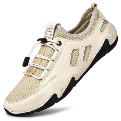 Handmade Leather Men Casual Shoes Breathable Slip-on Sneakers Loafers Moccasins