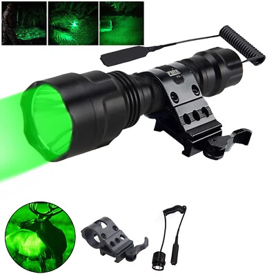 VASTFIRE 1000Yards Green Light LED Flashlight Scope Mount Varmint Predator Coyote Hunting