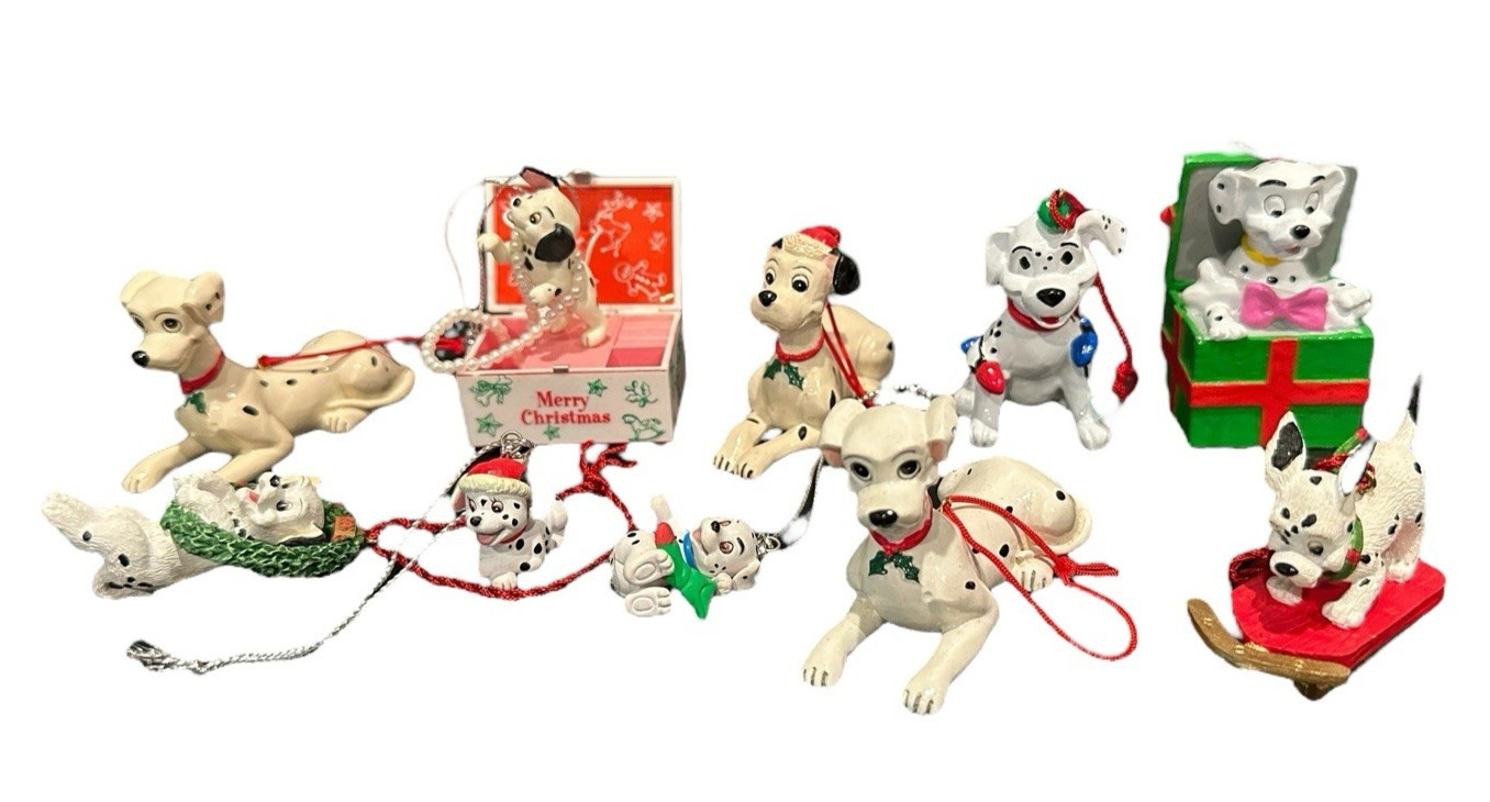 Disney 101 Dalmatians Puppy Christmas Ornament Assorted Figures Lot Of 10