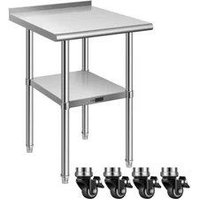 24'' x 24'' Stainless Steel Work Table w/ Backsplash Food Prep Commercial Table 