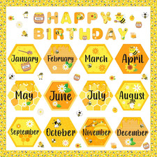 63 Pcs Bee Themed Birthday Bulletin Board Sets Paper Cutouts with Glue Point ...