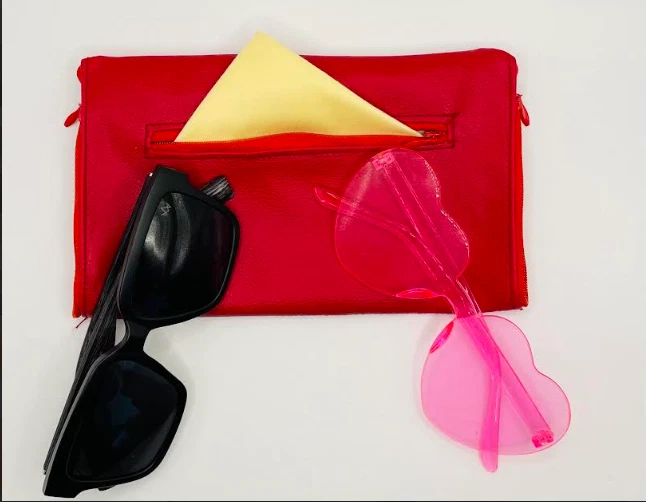 Estuche para gafas de cuero PU suave de doble cara bolsa con 3 cremalleras para 2 pares Foto 2 de 4