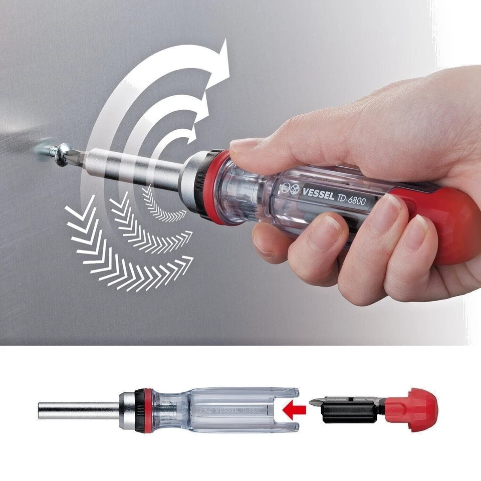 VESSEL RATCHET DRIVER WITH 4 BITS SET TD-6804MG Shipping from Japan - Image 4 of 4