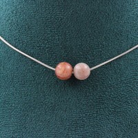 A Bijoux Collier 2 Perlen Sonnenstein 8 Mm Kette