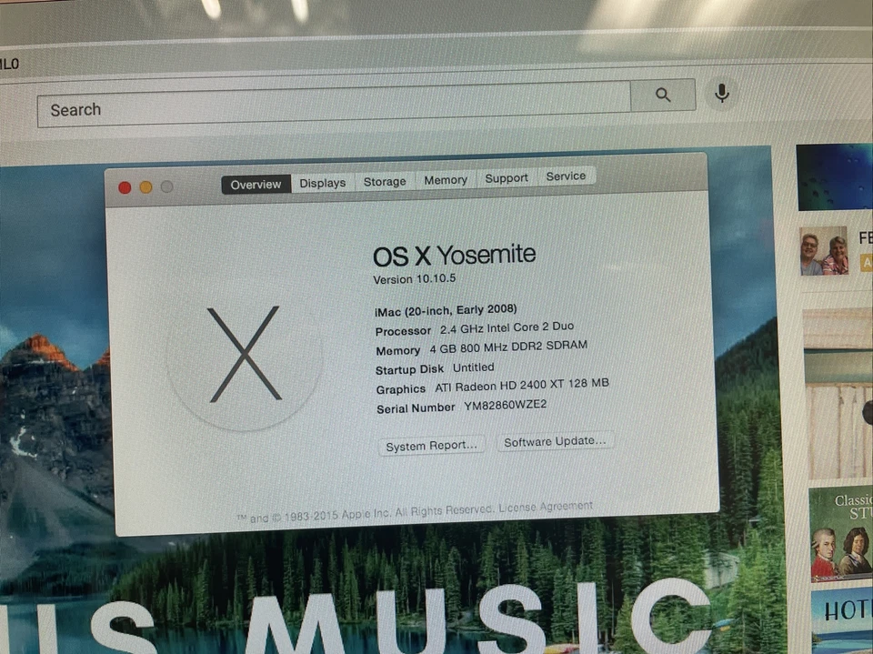 Nice ~ Apple iMAC A1224 Mid-2008 20" Intel Core 2 Duo 2.4G 4GB 250G OSX 10.10.5 - Image 3 of 4