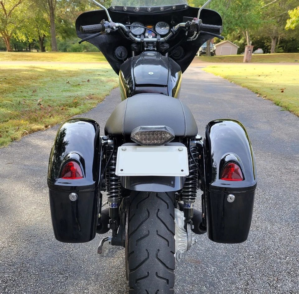 For Harley Yamaha Cruiser Motorcycle Universal Hard Saddlebag Bags LED Light - Image 2 of 4