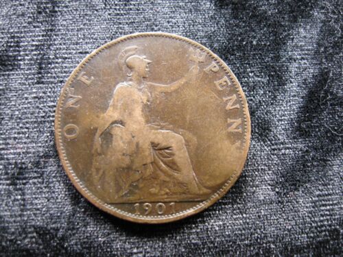 old world coin GREAT BRITAIN large penny 1901 KM790 Queen Victoria (126)