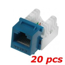 20 PACK - CAT6A 10G RJ45 110 Punch Down 8P8C Keystone Modular Snap-In Jack Blue
