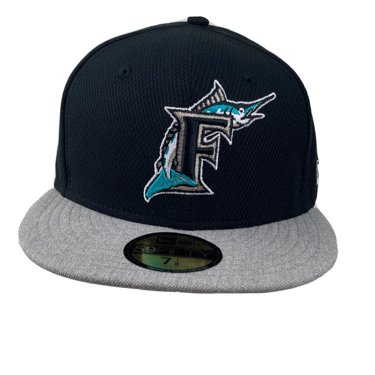 Florida Marlins black, gray New Era 59fifty Fitted Hat cap size, 7 1/8