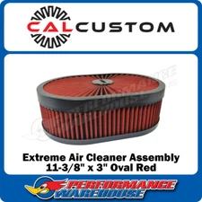 Cal Custom Extreme Air Cleaner Oval Assembly 11-3/8" x 3" Red Filter, CAL-1478RE
