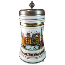 Dortmunder Union Porzellan Zinn Jahreskrug 1989 großes Bierkrug 1,5 L 