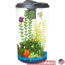 Aquarium Starter Kit LED Light Timer Impact-Resistant Fish Tank 6 Gallon New