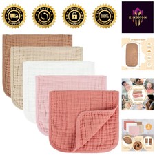 Soft and Absorbent Muslin Baby Burp Cloths - 5-Piece Set for Boys Girls