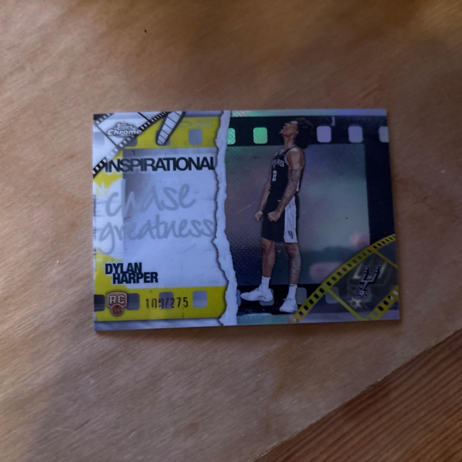 Dylan Harper 2025-26 Topps Chrome -  Inspirational Yellow Refractor /275 Spurs