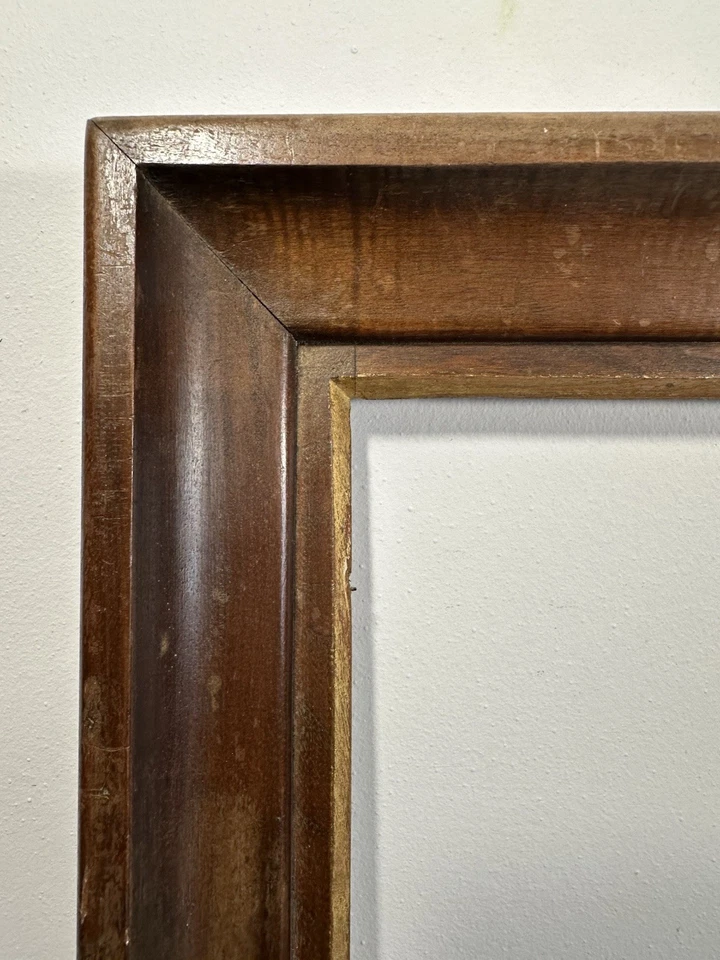 Cadre ancien mouluré 6F en bois massif Feuillure: 41,5x33,7cm Entier: 53x45cm - Photo 3/4