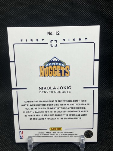2023-24 Panini Photogenic First Night Nikola Jokic #12 - Picture 2 of 2