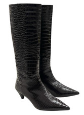 NIB Joseph Croco Embossed Mid Calf High Leather Boots In Brown Size: 38 (US 8)