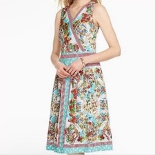Talbots Italian Villa Bistro Colorful Floral Sleeveless Flare Dress Size 8