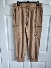 Banana Republic Cargo Pants Woman Sz Neige Drawstring Zipper PocketsM