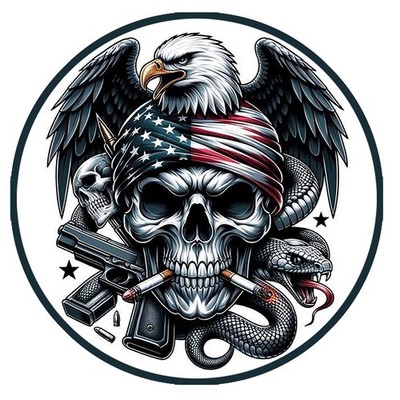 STICKER SKULL USA SKULL BANDANA GUN EAGLE SNAKE TRUMP USA SZ101