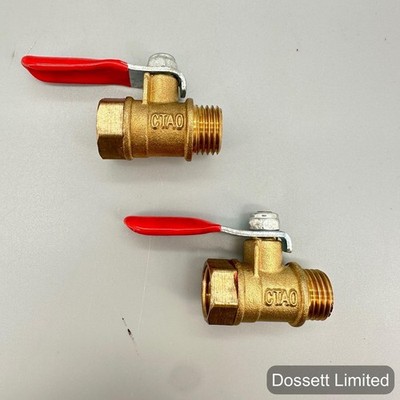 1/4 Flylock L&W Brass Inline Ball Valve Fitting Red Handle Plumbing Shutoff New