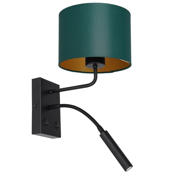 Wandleuchte Petrol Gold Stoff B:18 Cm E27 G9 Arm Blendarm Wandlampe Wohnzimmer-image