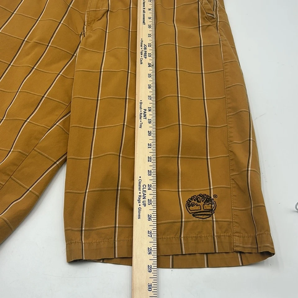 TIMBERLAND МУЖСКОЙ ЗОЛОТОЙ ЧЕРНЫЙ КЛЕТКУ БЕРМУДЫ ПЛОСКИЙ ПЕРЕДНИЙ ОТКРЫТЫЙ ШОРТЫ МУЖСКОЙ РАЗМЕР 38 - Изображение 4 из 4