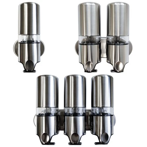 Wall Mounted Soap Dispenser – Shampoo, Lotion, Shower Gel - Stainless Steel