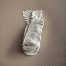 VTG Socks White 9-11 Ribbed Acrylic Blend 80s 90s New Mens Crew Green Toe