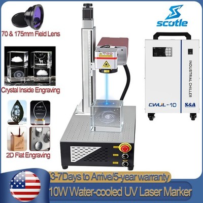 10W UV Crystal Inside 3D Engraving Laser Marking Machine MotorizedZ with Chiller