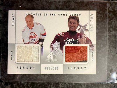 2000-01 Gordie Howe Wayne Gretzky Tools Of The Game Combo All Star Jerseys #/100