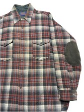 PENDLETON 1960's Vintage Wool Flannel Shirt Size Xl Men Elbow Pads 60s
