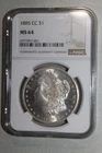 1885 CC Morgan Silver Dollar NGC MS64 Amazing Luster