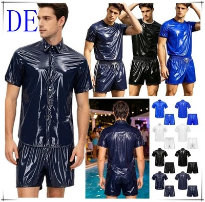 DE Herren Wasserdichter Sportbekleidung 2pcs Sets Kurzarm T-Shirt und Shorts - Bild 1 von 4