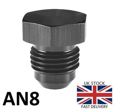 AN8 Stecker Flare Blindstecker schwarz eloxiert Aluminium Motorsport AN-8