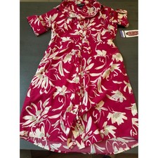 Halston Womens Magenta Pink Floral Button Front Shirt Dress XS NWT Short Sleeve