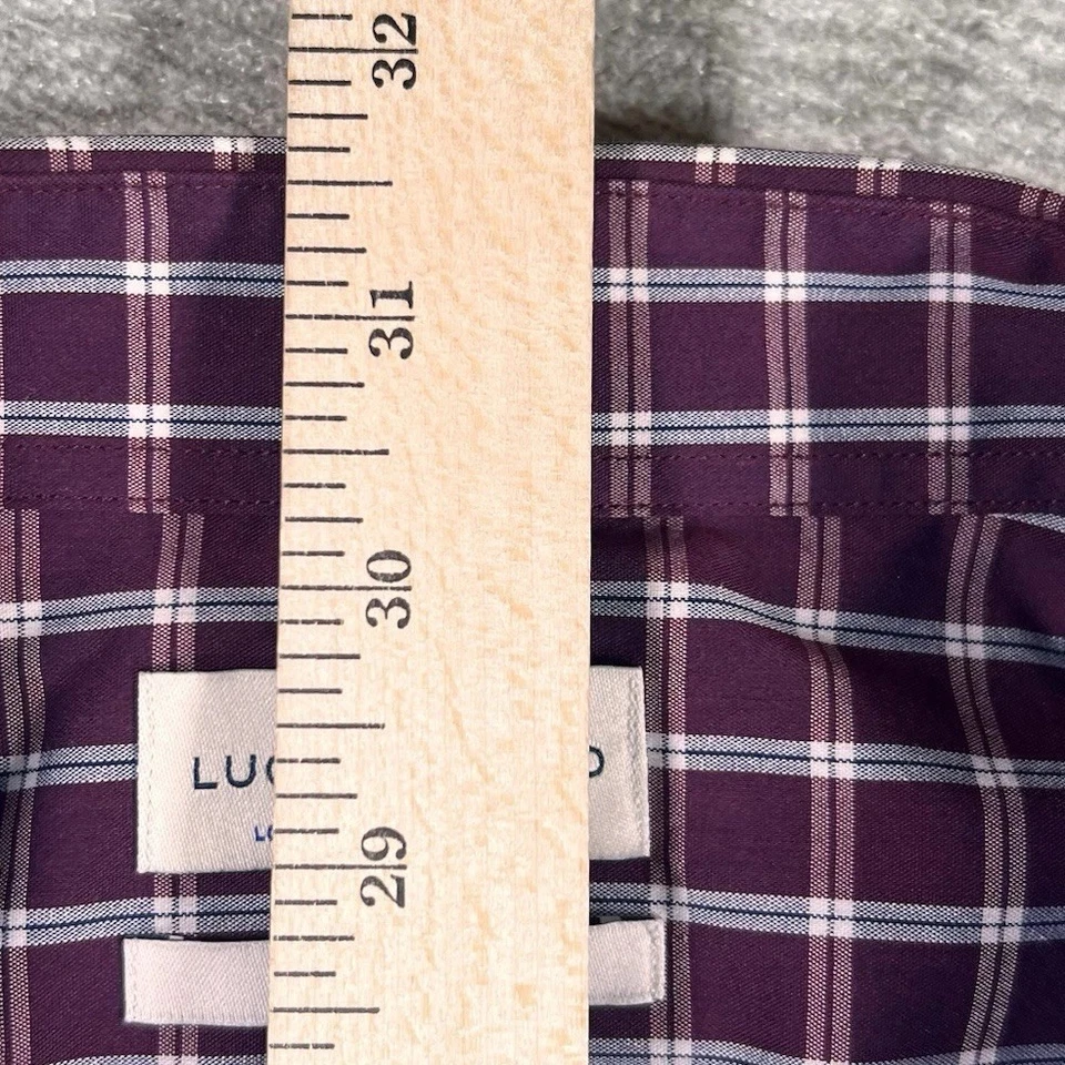 Lucky Brand Tailored Fit Dress Shirt Men's 16-16.5 34/35 Large Red Long Sleeve - Image 4 of 4